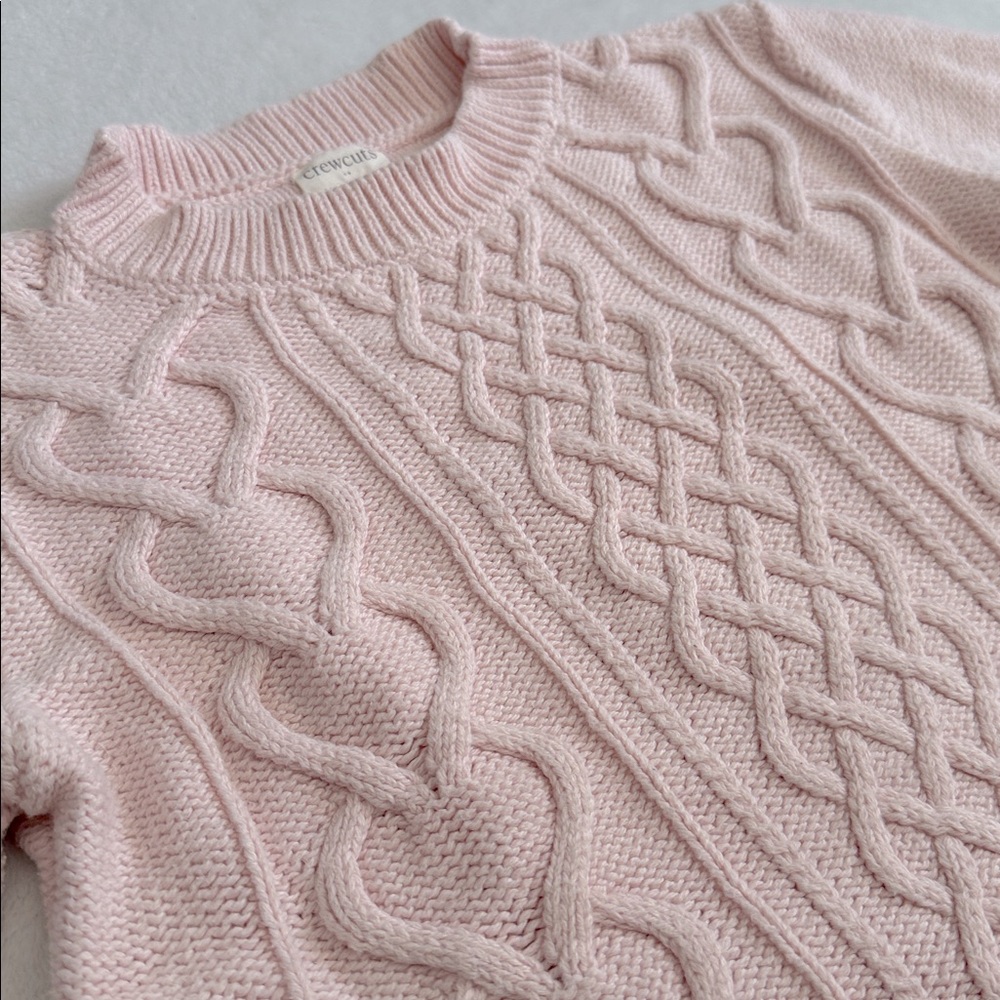 Crewcuts | Cable Knit Heart Design Cotton Sweater Pale Pink (8) - Picture 2 of 11